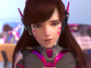D.Va скачет на члене другого персонажа из игры Overwatch